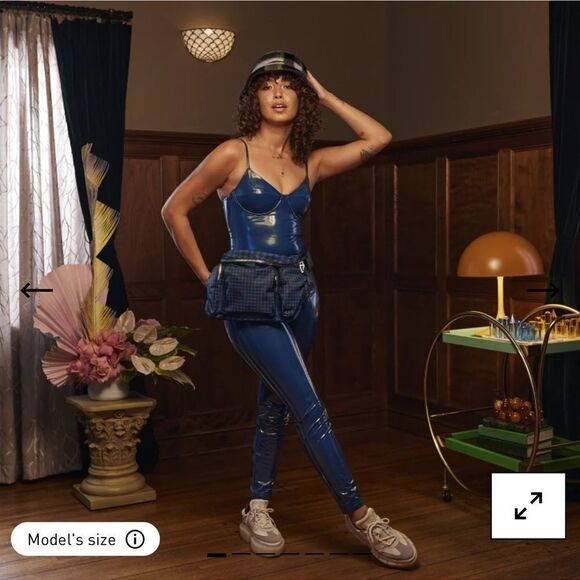 Adidas x IVY PARK BLUE LATEX CORSET BODYSUIT - Picture 1 of 8